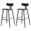 8 Kit 2 Banquetas Altas Analu Rivatti 110cm -Altura- Assento e Encosto PP Preto Detalhe PU Marrom Base em Aco